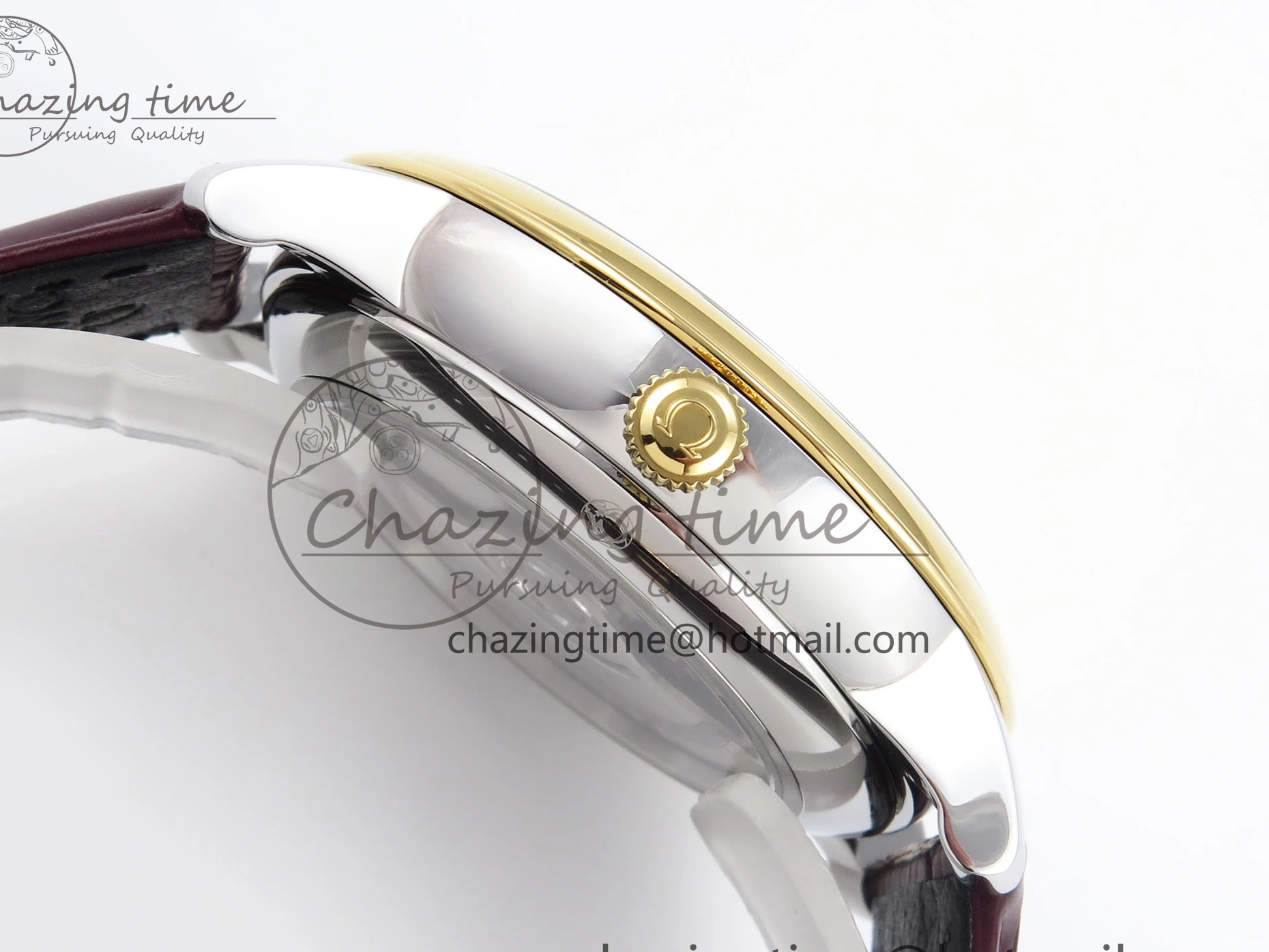 0201 De Ville Date YG MKF 1:1 Best Edition Brown Dial Roman Marker on Brown Leather Strap A OdorResistant 7751